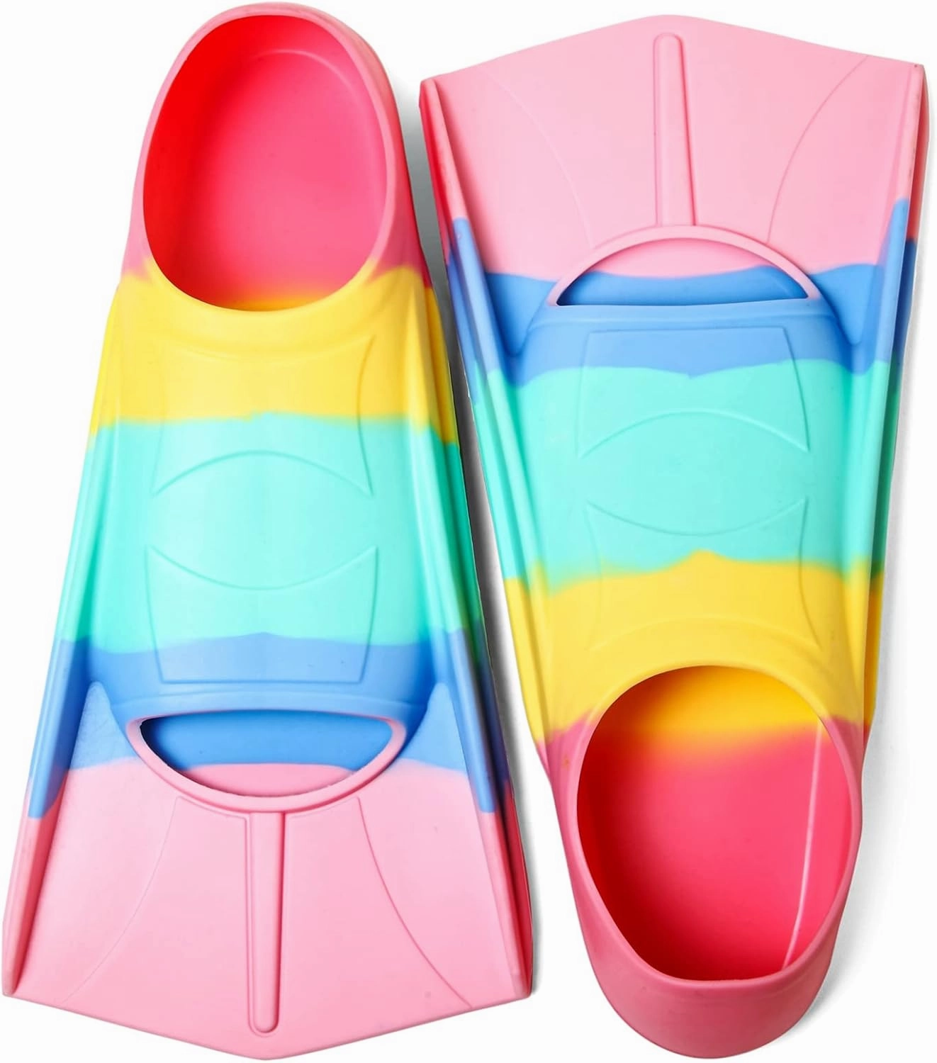 Kids Swim Fins, Short Blade Non-Slip Heel Pool Training Flippers for Youth Lightweight Design