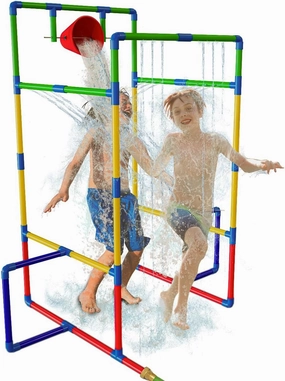 Kids Water Park Sprinkler Tunnel with Dunk Bucket for Kids | Outdoor Water Park for Kids Backyard Activity Summer Water Toy for Kids Outside