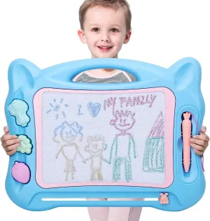 KingsDragon Magnetic Drawing Board Large Erasable Drawing Doodle Board Toy with Foldable Stand Cute Stamps,Writing Sketching Drawing Doodle Pad for Kids Toddler Boys Girls Birthday Gift