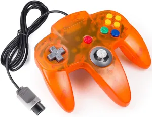 KIWITATA Classic N64 Controller, Retro N64 Wired Gaming Joystick Replacement Controller for N64 System Video Games Console Clear Orange