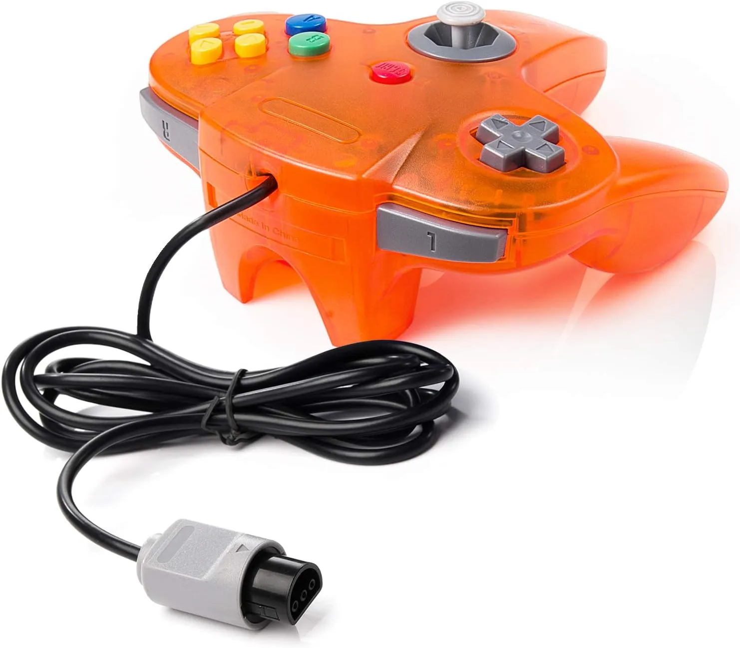 KIWITATA Classic N64 Controller, Retro N64 Wired Gaming Joystick Replacement Controller for N64 System Video Games Console Clear Orange