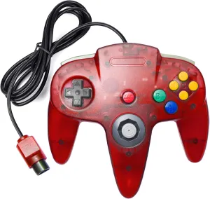 KIWITATA Classic Retro N64 Controller, N64 Wired Joystick Replacement Gamepad Controller for N64 System Video Games Console Clear Red