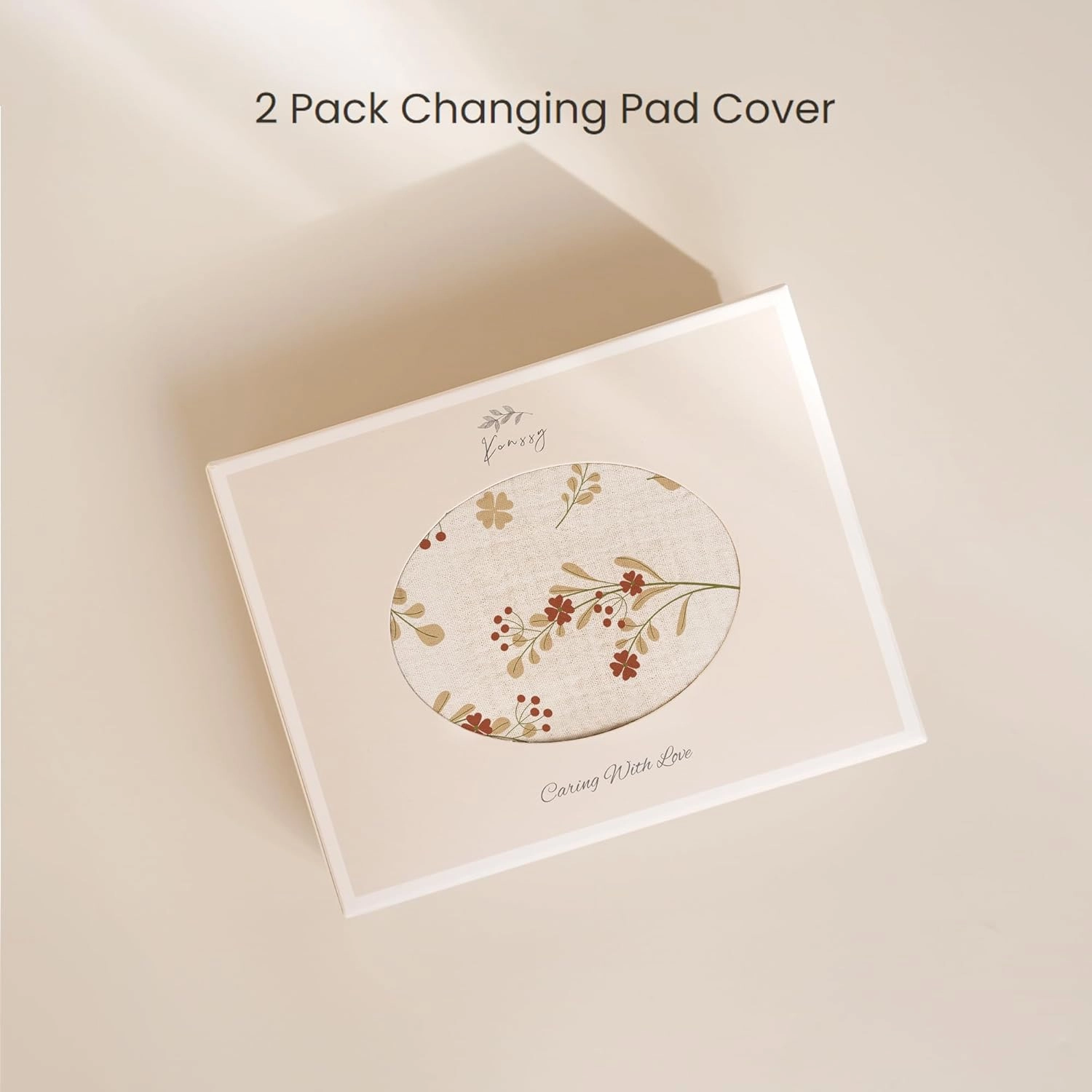 Konssy Muslin Changing Pad Cover for Baby Girls Boys, 100% Cotton Fitted Diaper Chang Table Covers, Soft Breathable Changing Pad Sheets, 2 Pack (Chestnut, Posy)