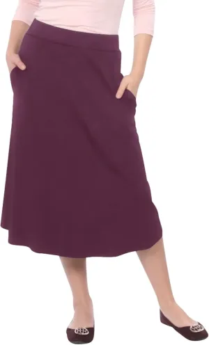 Kosher Casual Women’s Modest Lightweight Mid-Calf A-Line Skirt with On Seam Pockets