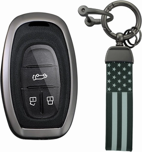 KUNIO PU Leather Zinc Alloy 2/3/4 Button Smart Key Fob Cover Case Fit for Maxus G50 Plus SAIC D60 D90 G10 G20 G50 Keyless Key Holder with Leather Keychain Car Accessory A Black