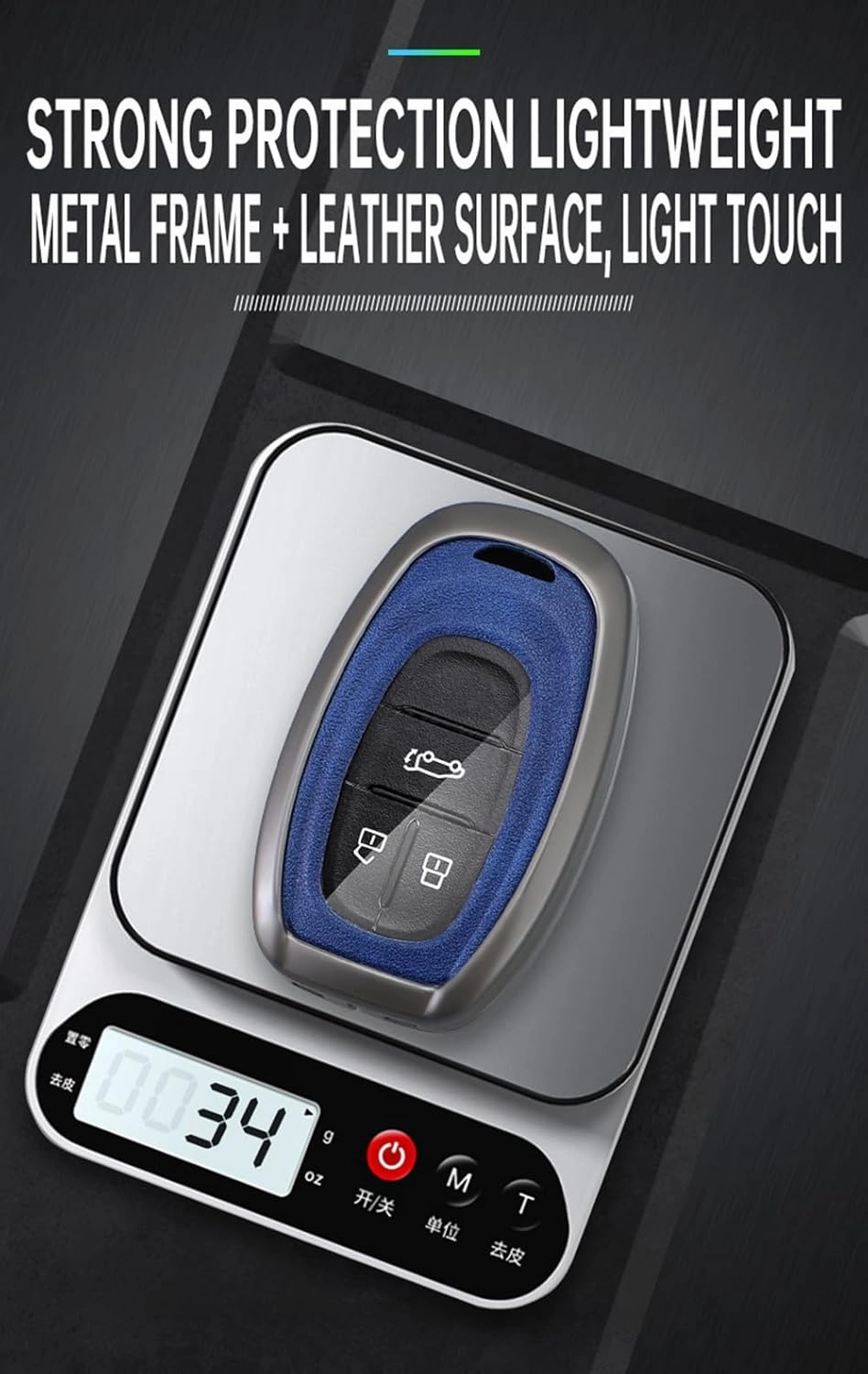 KUNIO PU Leather Zinc Alloy 2/3/4 Button Smart Key Fob Cover Case Fit for Maxus G50 Plus SAIC D60 D90 G10 G20 G50 Keyless Key Holder with Leather Keychain Car Accessory A Black