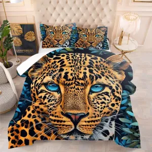 kxry Leopard Comforter Sets Twin Size Wild Animal Cheetah Print Kids Bedding Sets Soft Microfiber for All Seasons Bedding Quilt 1 Comforter  1 Pillowcase