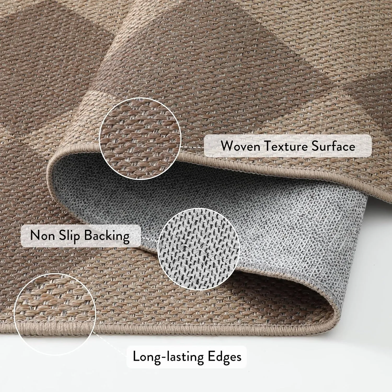 Lahome Checkered Easy Jute Runner Rug, 2x6 Kitchen Mats for Floor Non Slip Washable Entryway Runner, Checkerboard Nature Indoor Outdoor Carpet for Hallway 6ft Entry