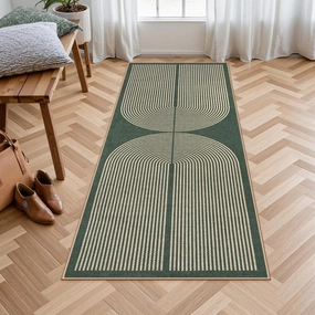 Lahome Modern Rainbow Easy Jute Entryway Runner Rug, Washable Carpet Runners for Hallway 6ft, Farmhouse Non Slip Stain Resistant Kitchen Mats for Floor Laundry Room Porch Bedroom, Dark Green