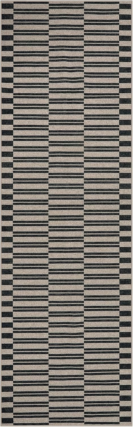 Lahome Striped Easy Jute Washable Runner Rug, Carpet Runners for Hallway 8ft Non Slip Kitchen Entryway Runner, Farmhouse Neutral Non Shedding Indoor Outdoor Carpet for Foyer Laundry Room