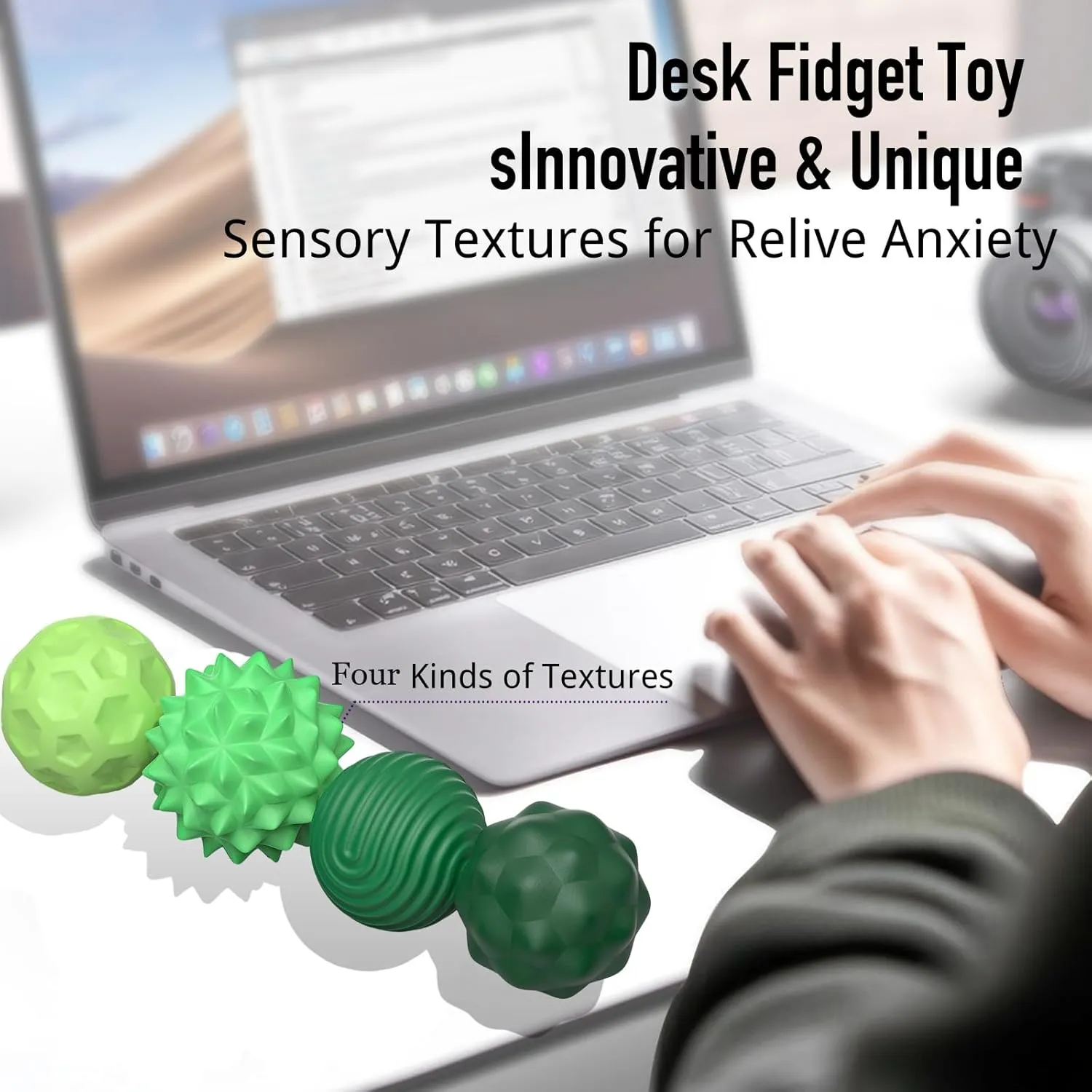 Large Magnetic Sensory Fidget Ball Toy, 8Pcs Silicone Sensory Stress Relief Toys for Adults, Teens with Autism, ADHD, Anxiety, Stocking Stuffers for Women Men Teen Gift (Green, Large)