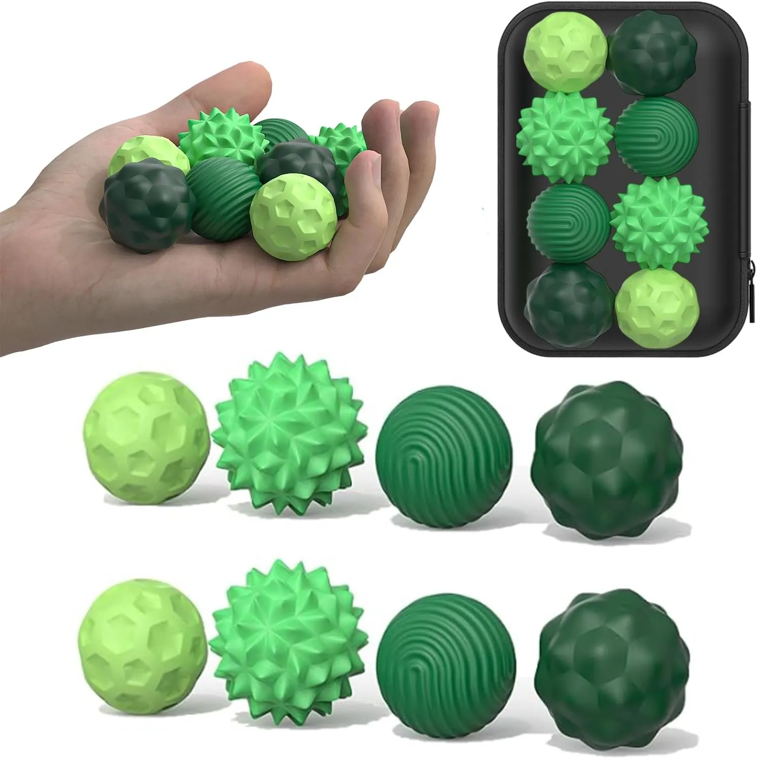 Large Magnetic Sensory Fidget Ball Toy, 8Pcs Silicone Sensory Stress Relief Toys for Adults, Teens with Autism, ADHD, Anxiety, Stocking Stuffers for Women Men Teen Gift (Green, Large)