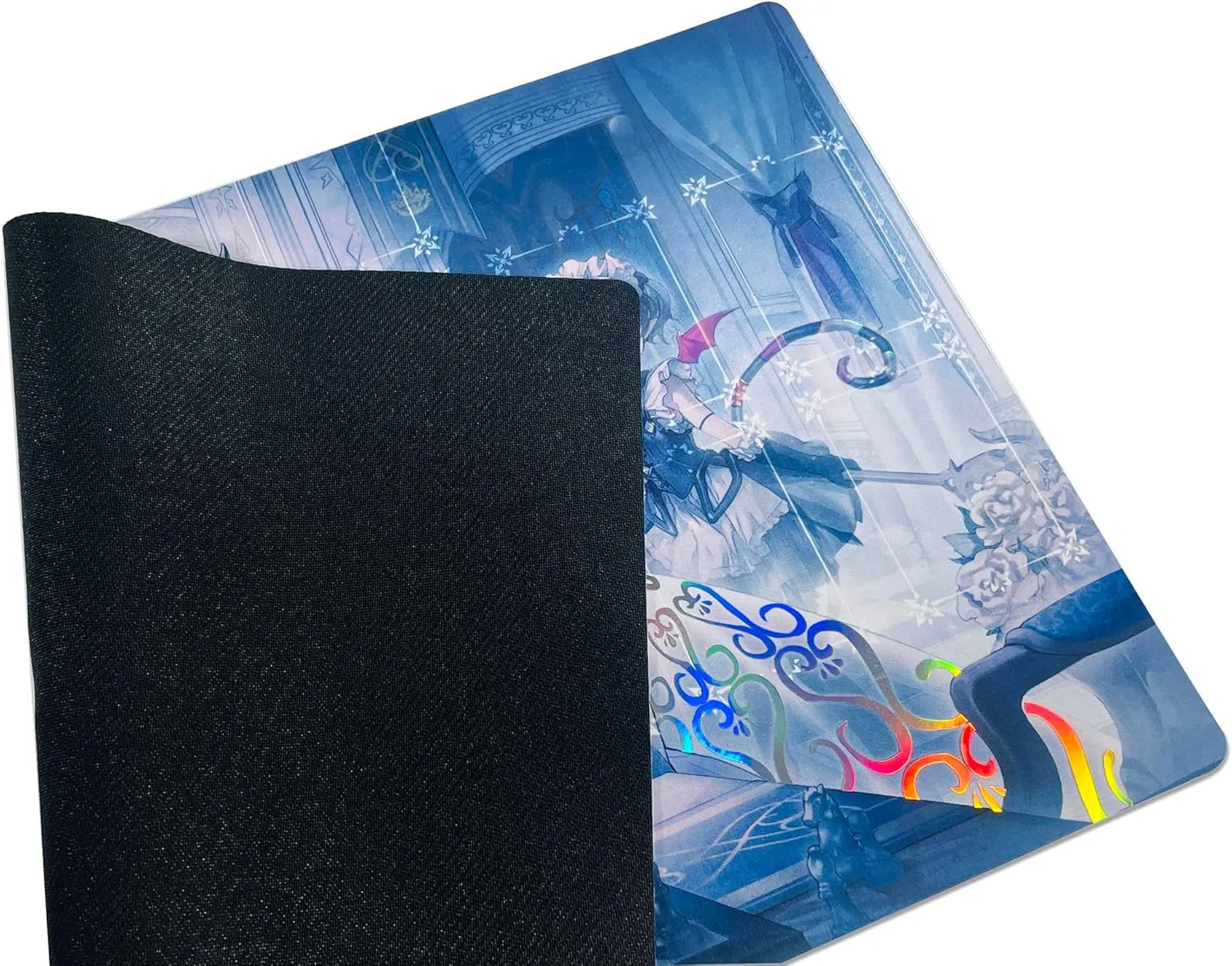 Laser Flashing/Holographic TCG playmat 14x24 inches Trading Card Game mat with Zones (A05)