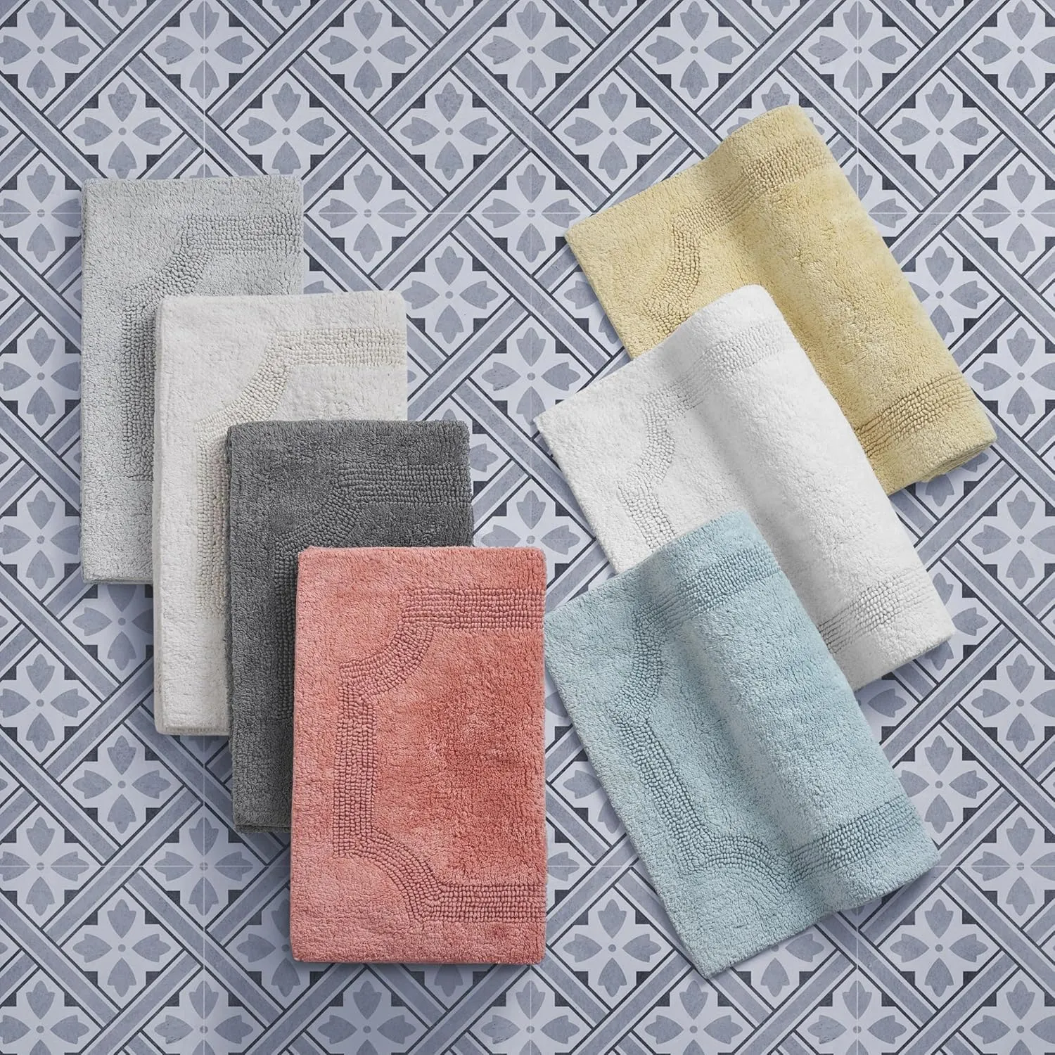 Laura Ashley Reversible Cotton 21 x 34 in. Bath Mat, Light Grey