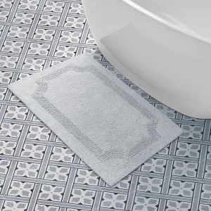 Laura Ashley Reversible Cotton 21 x 34 in. Bath Mat, Light Grey