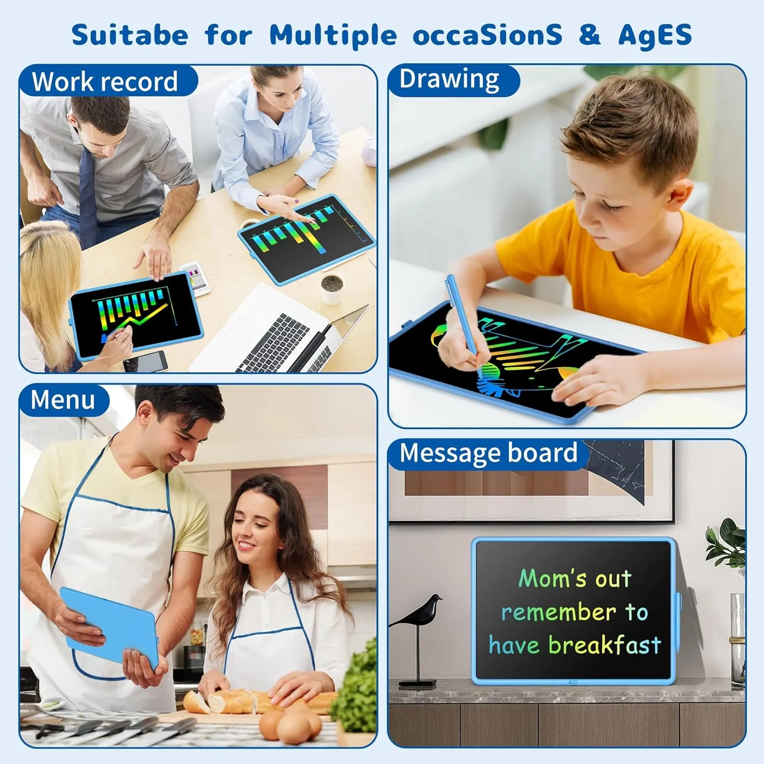 LCD Writing Tablet for Kids, 20 Inch Kids Drawing Pad, Rechargeable Doodle Board, Mess Free Colring Writing Tablet for Adults, Learning Toys for 3  Year Old Boys Girls Birthday Gifts