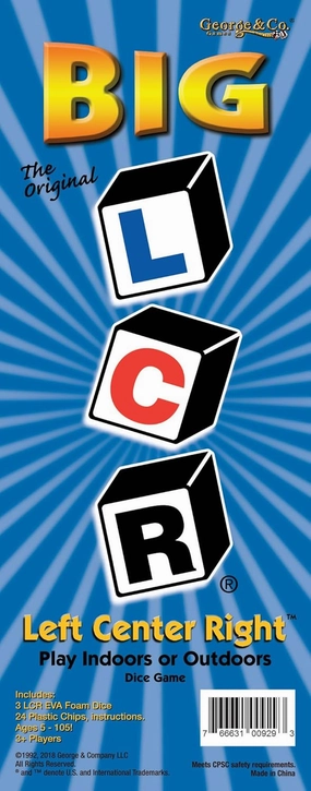 LCR Big Left Center Right™ Dice Game - Indoor/Outdoor Classic 18" H