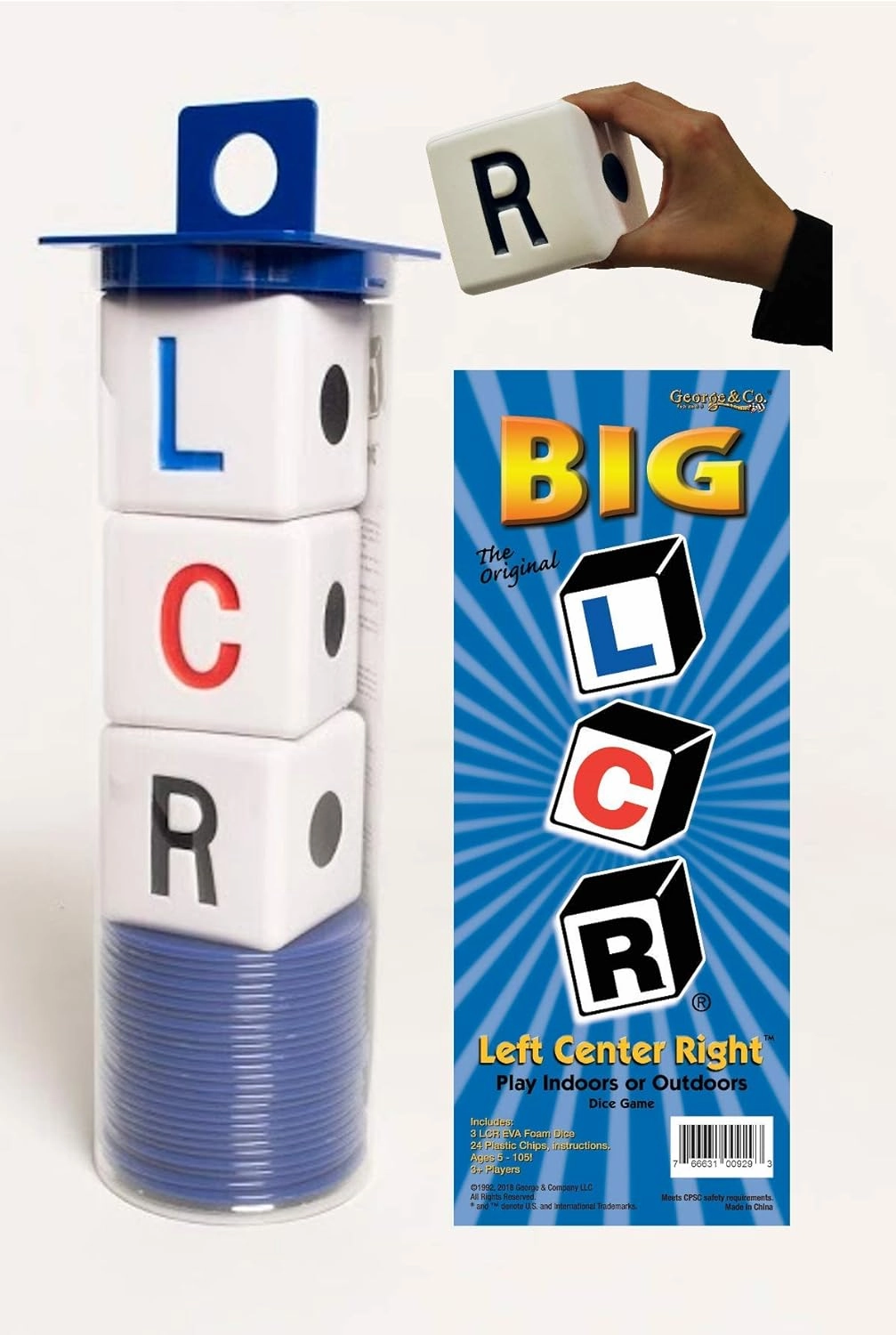 LCR Big Left Center Right™ Dice Game - Indoor/Outdoor Classic 18" H