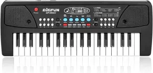 LeeQee Black 37 Keys Kids Piano Keyboard, Portable Electric Musical Instruments Piano with Microphone, Learning Educational Gifts Toys for Age 3 4 5 6 7 8 9 Years Old Boys Girls Toddlers