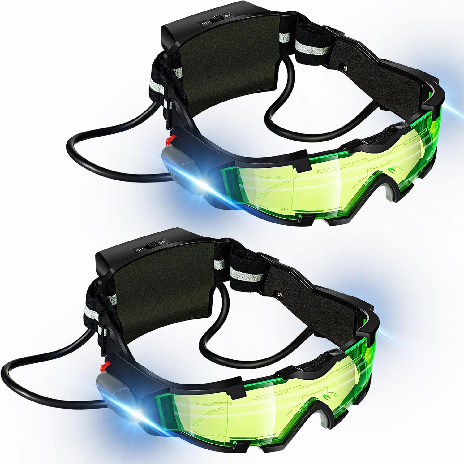 LEIFIDE 2 Pair Night Vision Goggles Night Mission Light up Goggles Kids Camping Gear Gadgets for Kids Hunting Gear for Boys Girls Role Play Costume Party Gift