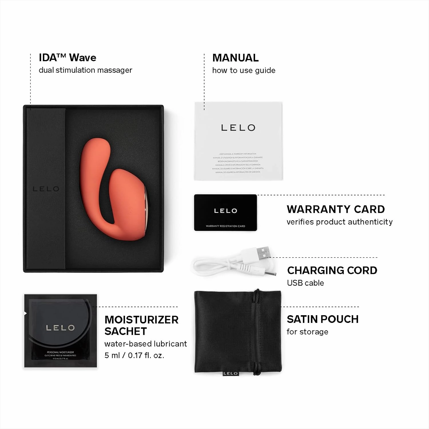 LELO IDA Wave Dual App-Controlled Vibrator with 2 Powerful Motors and 10 Vibration Settings - Remote Control Sex Toy for Women and Couples, Coral Red