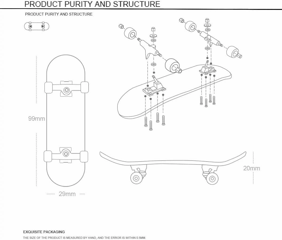 Lently Wood Fingerboards, Mini Fingerboards, 99mmL*29mmW (Big Mouth Cute Dragon) (Red Flame)