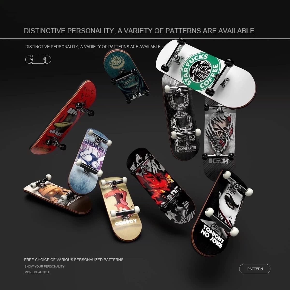 Lently Wood Fingerboards, Mini Fingerboards, 99mmL*29mmW (Big Mouth Cute Dragon) (Red Flame)