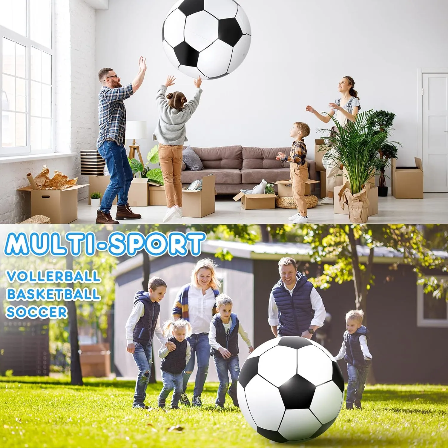 Lewtemi 2 Pcs Inflatable Beach Soccer Ball for Kids 27" Giant Inflatable Football Large Sport Balls for Kids Outdoor Activity Game Pool Toys Decoration Party Favor