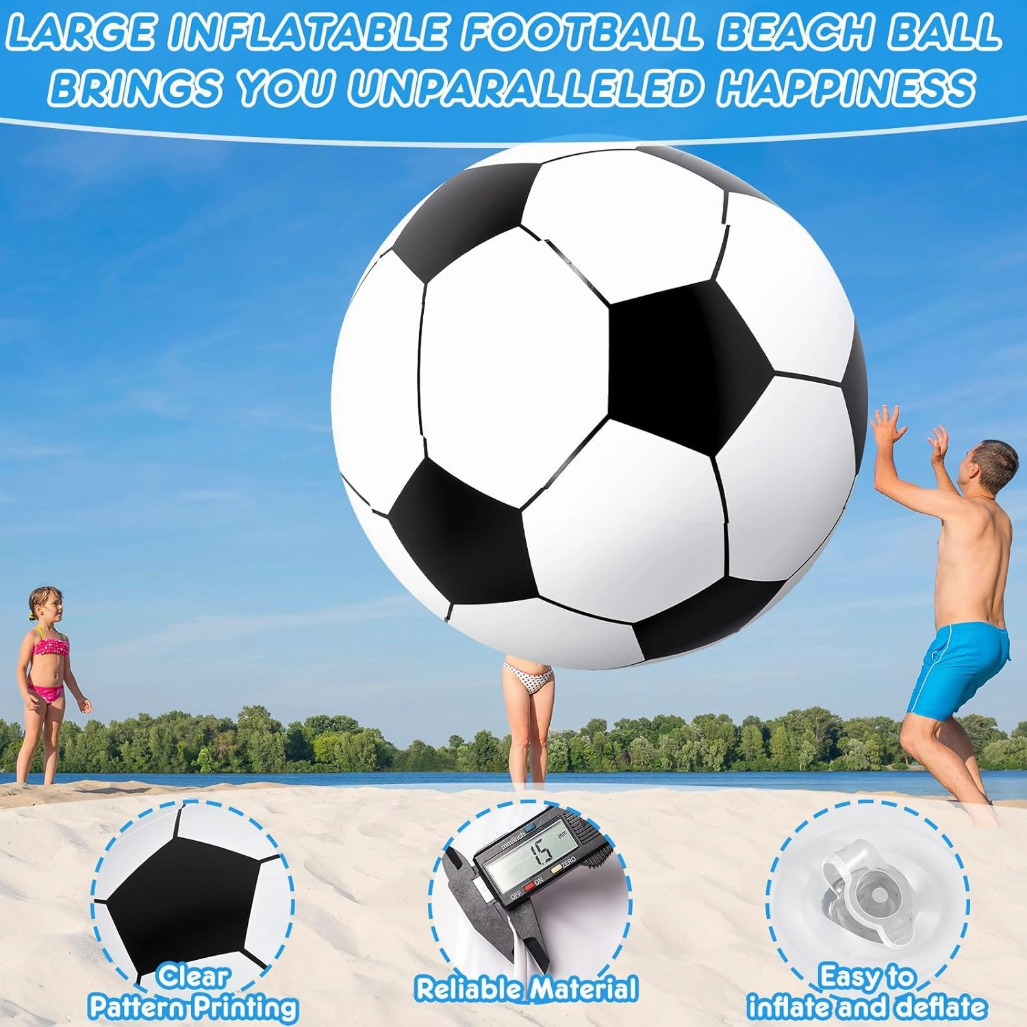 Lewtemi 2 Pcs 27 Inch/ 40 Inch Giant Inflatable Sports Balls Large Inflatable Beach Ball Inflatable Ball for Summer Pool Outdoor Activity Games Toys
