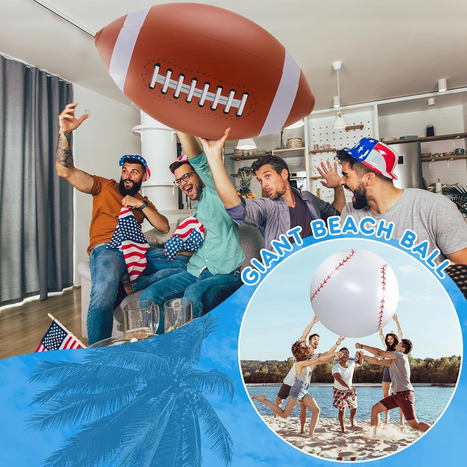 Lewtemi 2 Pcs 27 Inch/ 40 Inch Giant Inflatable Sports Balls Large Inflatable Beach Ball Inflatable Ball for Summer Pool Outdoor Activity Games Toys