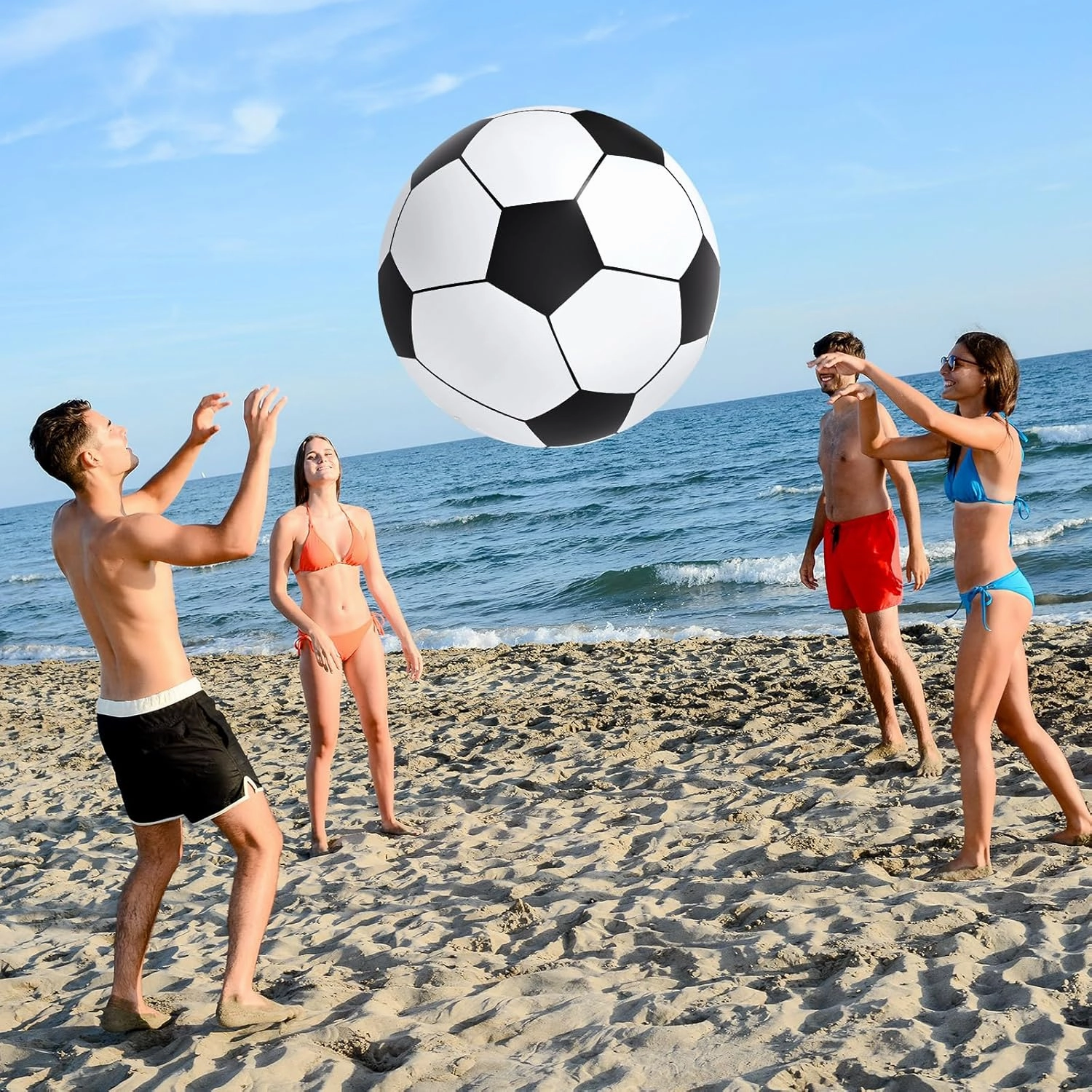Lewtemi 2 Pcs 27 Inch/ 40 Inch Giant Inflatable Sports Balls Large Inflatable Beach Ball Inflatable Ball for Summer Pool Outdoor Activity Games Toys