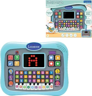 Lexibook Educational, Bilingual Spanish/English, Talking Tablet with Screen for Learning Alphabet, Numbers and Animals, Piano Mode and Interactive Quizzes, Blue (JCPAD007i2)