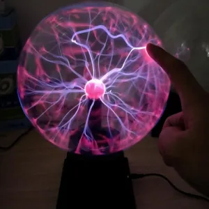 Lightning Ball Ion Ball Tesla Coil Glow Ball Arc Ball Touch Lightning Can Be Voice Controlled 6Inred