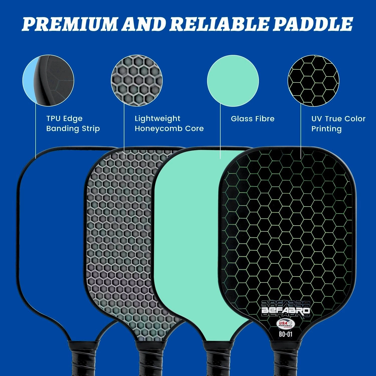 Lightweight Pickleball Paddles Set of 2 – USAPA Approved Fiberglass Rackets with 4 Pickleballs, 2 Paddle Covers, Grip Tapes & Carry Bag – Pickleball Set for Men, Women, Beginners & Pros