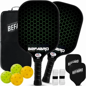 Lightweight Pickleball Paddles Set of 2 – USAPA Approved Fiberglass Rackets with 4 Pickleballs, 2 Paddle Covers, Grip Tapes & Carry Bag – Pickleball Set for Men, Women, Beginners & Pros