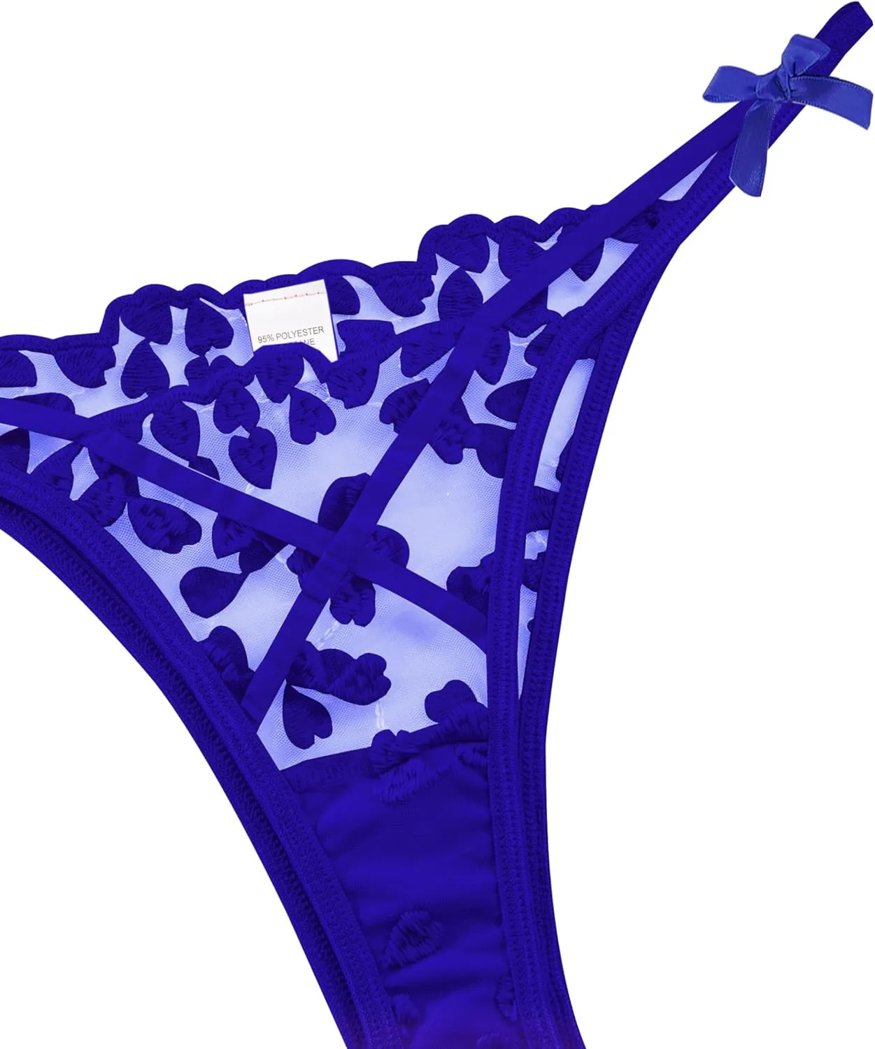 Lilosy Sexy Underwire Cute Push Up Strappy Embroidered Mesh Sheer Lingerie Set See Through Panty Bra