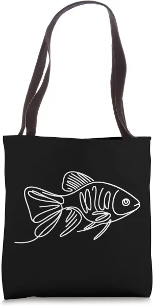 Line Art Simple Drawing Artwork Cherry Barb Aquarium Fish Tote Bag