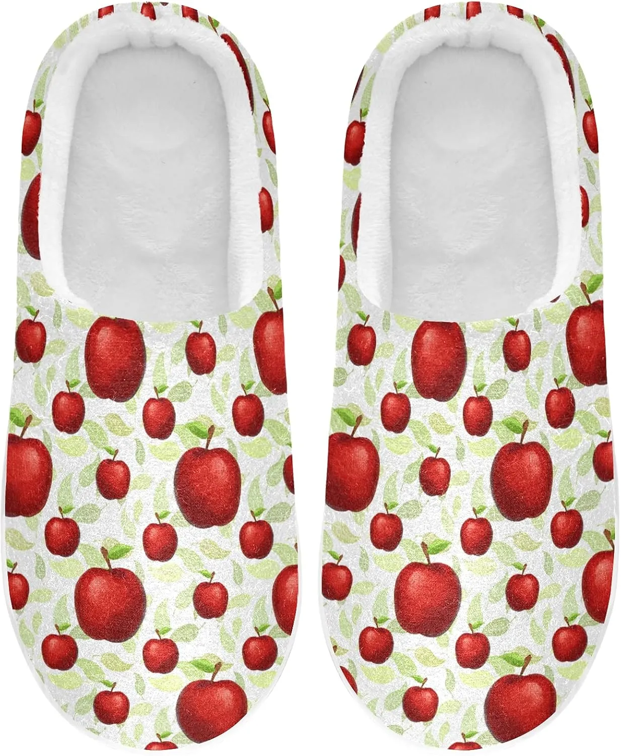 linqin Fruit Apples Womens Mens Cozy Fuzzy Slippers, Soft Warm Lightweight Memory Foam Anti-Slip House Indoor Outdoor Slippers