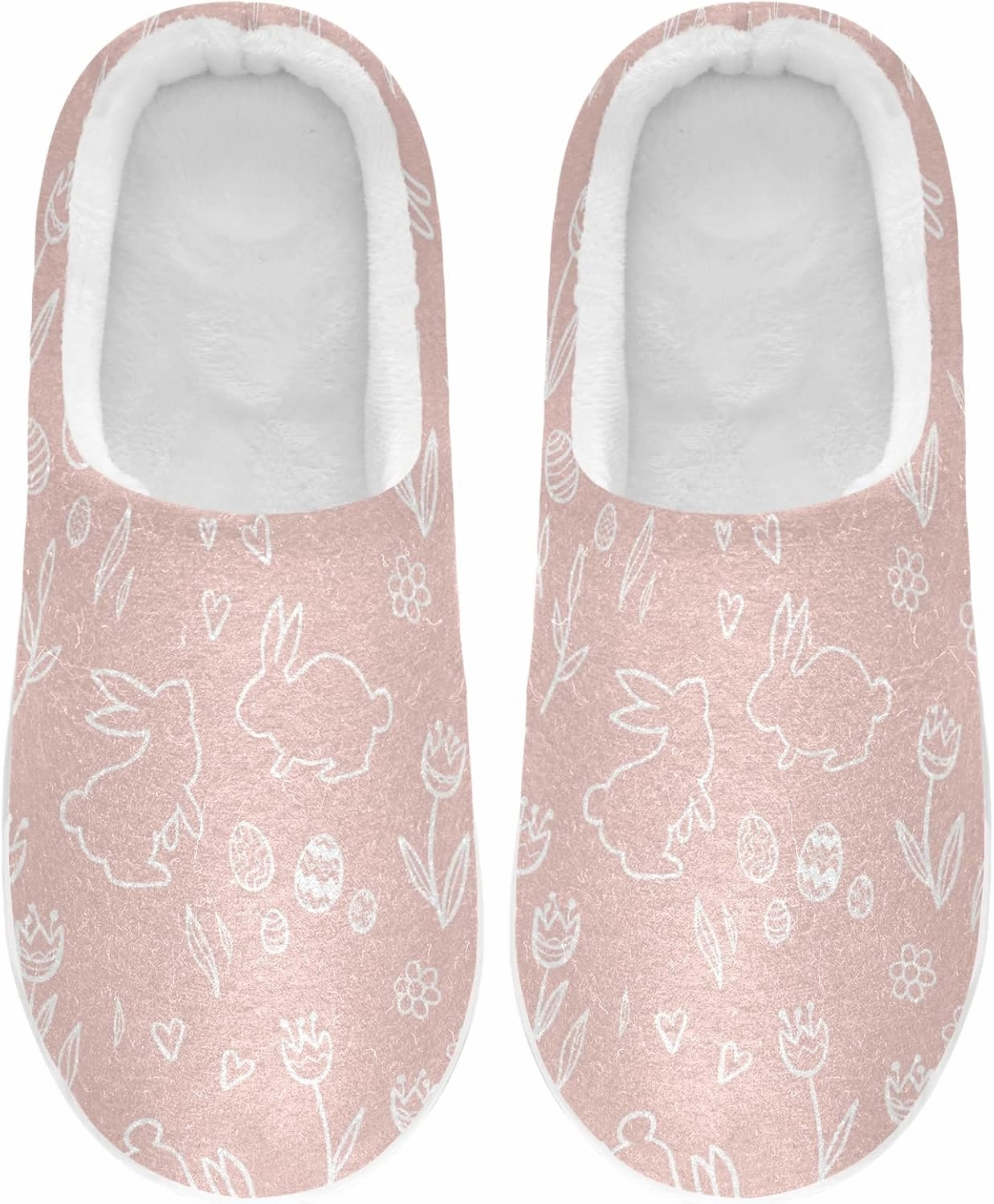 linqin Amanita Mushroom Seamless Pattern Design Womens Mens Cozy Fuzzy Slippers, Soft Warm Lightweight Memory Foam Anti-Slip House Indoor Outdoor Slippers