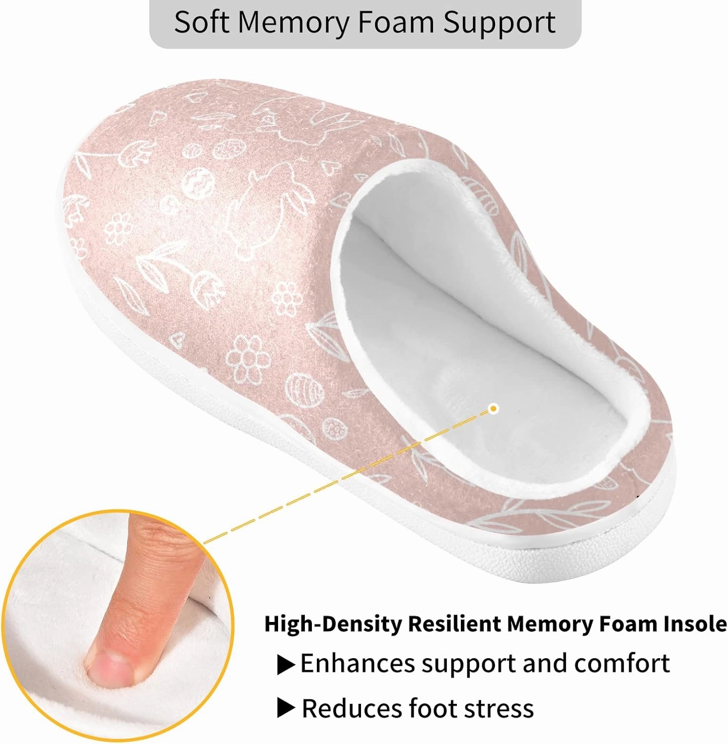 linqin Amanita Mushroom Seamless Pattern Design Womens Mens Cozy Fuzzy Slippers, Soft Warm Lightweight Memory Foam Anti-Slip House Indoor Outdoor Slippers