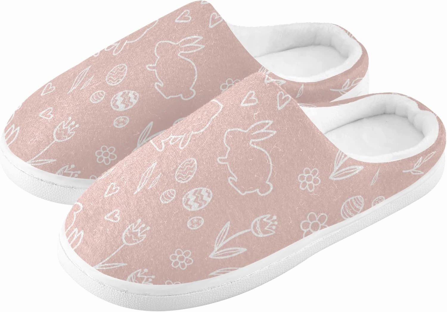 linqin Amanita Mushroom Seamless Pattern Design Womens Mens Cozy Fuzzy Slippers, Soft Warm Lightweight Memory Foam Anti-Slip House Indoor Outdoor Slippers