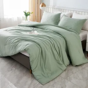 Litanika King Size Comforter Set Sage Green, 3 Pieces Lightweight Solid Comforter King Size, All Season Fluffy Down Alternative Comforter Bed Set Quilt Blanket