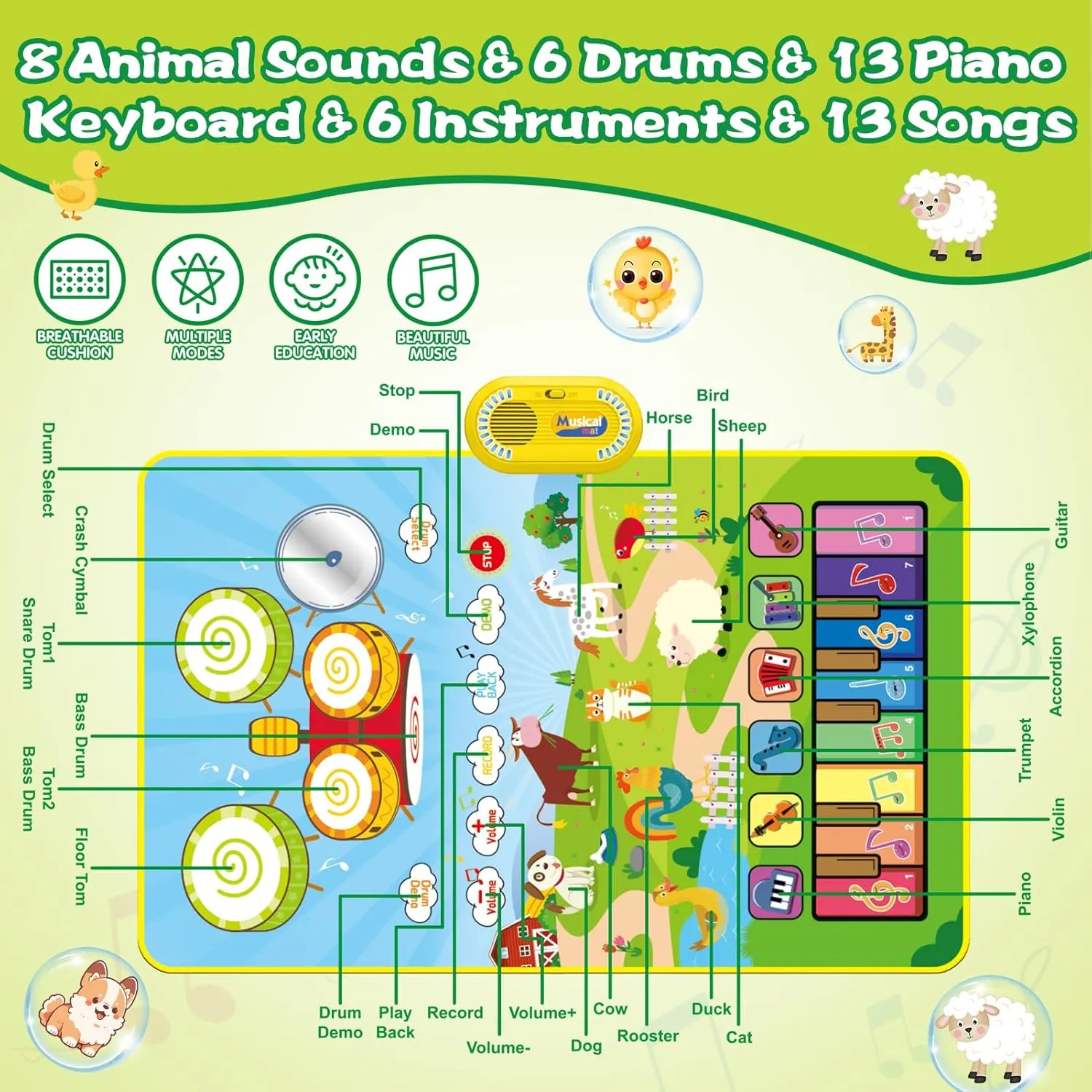 Little Tikes Piano Mat for 1-3 Year Old Boys - Sensory Learning Toys for Toddlers