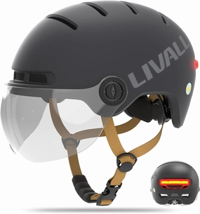 LIVALL L23 Smart Bike Helmet with LED Lights & Removable Visor, NTA8776 E-Bike Certified, Bike Helmet with Fall Detection for Adults Men Women, Bicycle Helmet for E-Bike Scooter Skateboard