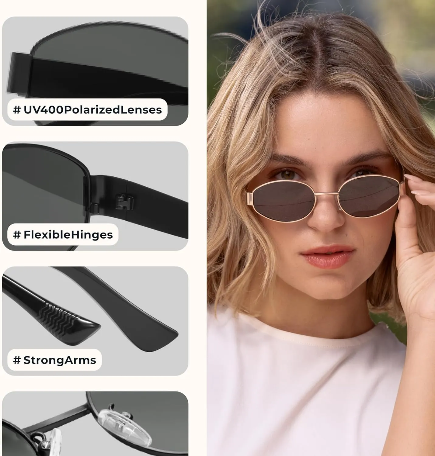 livho 2025 Trendy Oval Sunglasses - Stylish Polarized Shades for Everyday - Retro Metal Frames