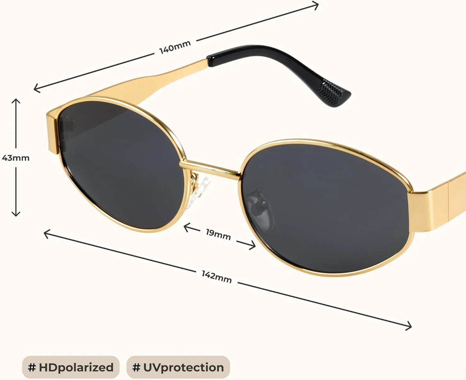 livho 2025 Trendy Oval Sunglasses - Stylish Polarized Shades for Everyday - Retro Metal Frames