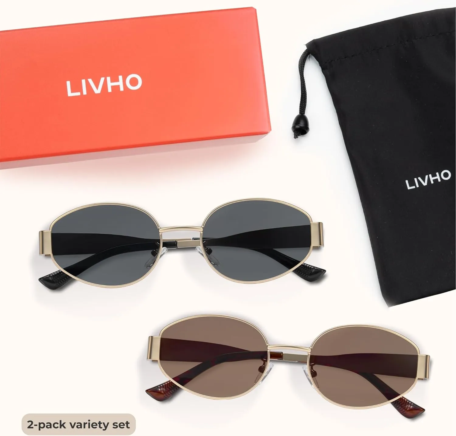 livho 2025 Trendy Oval Sunglasses - Stylish Polarized Shades for Everyday - Retro Metal Frames