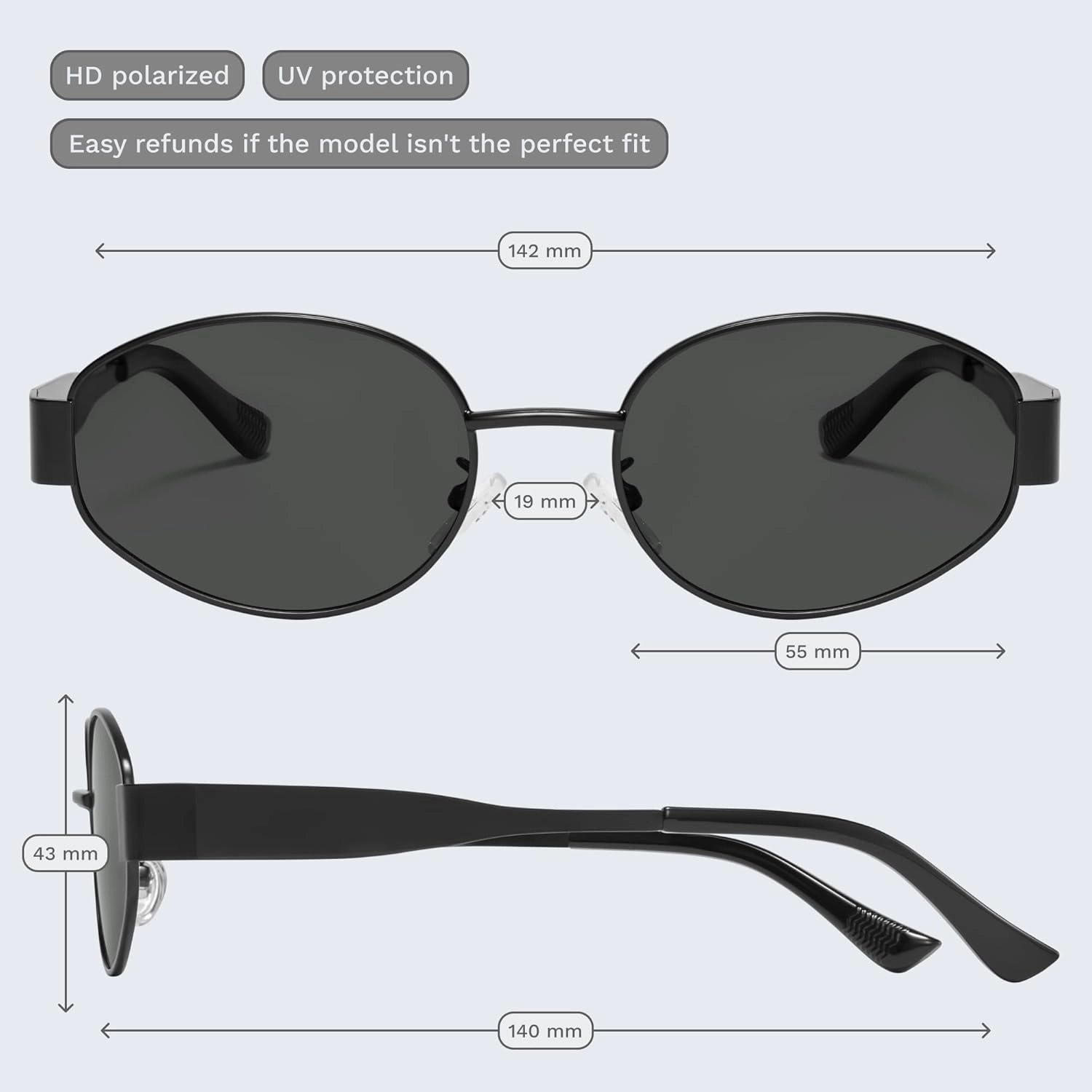 livho 2025 Trendy Oval Sunglasses - Stylish Polarized Shades for Everyday - Retro Metal Frames