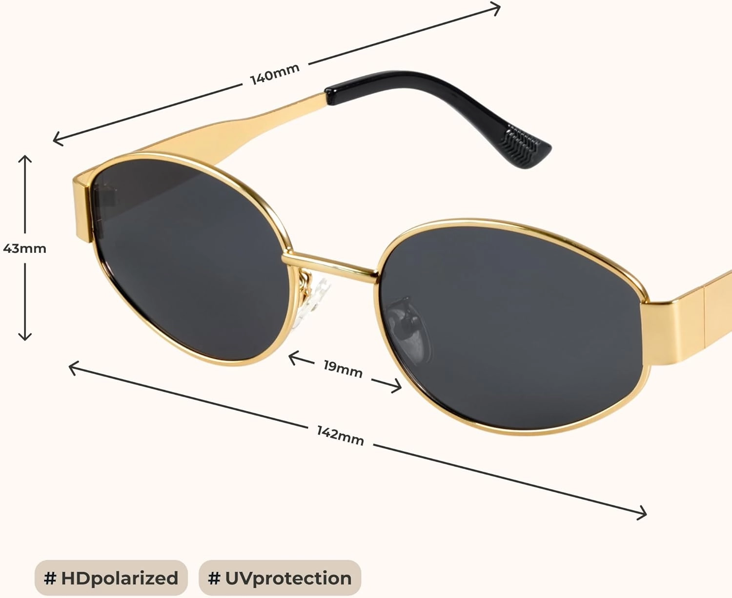 livho 2025 Trendy Oval Sunglasses - Stylish Polarized Shades for Everyday - Retro Metal Frames