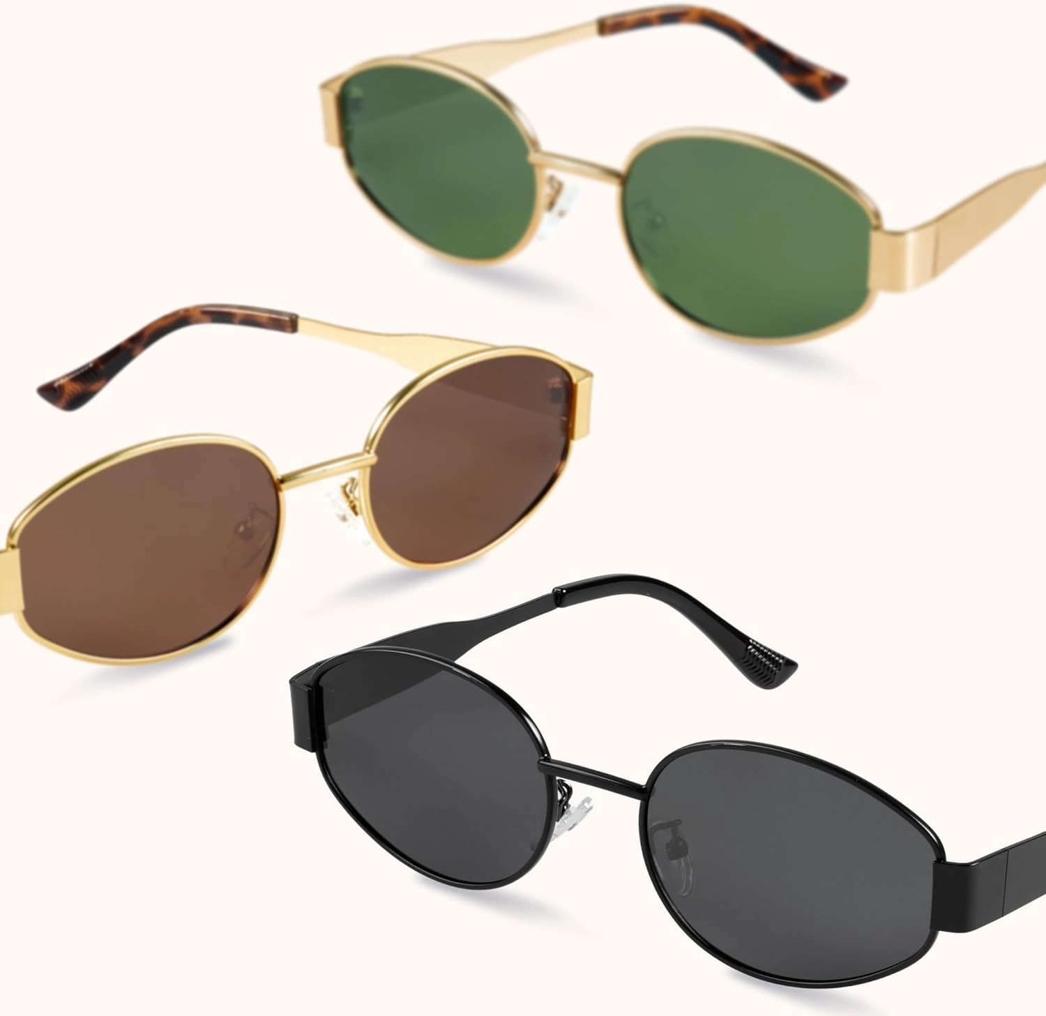 livho 2025 Trendy Oval Sunglasses - Stylish Polarized Shades for Everyday - Retro Metal Frames